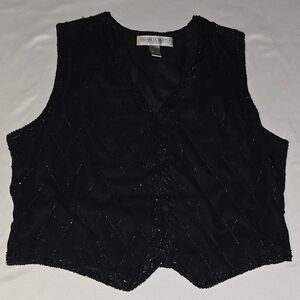 Amanda Smith Black Women's Vest 90's Vintage Retro Academia Preppy Twee